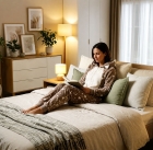 PIJAMA FEMININO MACAC&Atilde;O LONGO MARROM ESTRELAS - HIPER TEXTIL