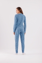 PIJAMA FEMININO MANGA LONGA E CAL&Ccedil;A AZUL FLORES - COR COM AMOR