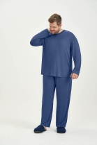 PIJAMA MASCULINO MANGA LONGA E CAL&Ccedil;A AZUL PLUS SIZE - COR COM AMOR