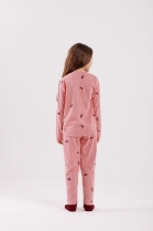 PIJAMA FEMININO INFANTIL MANGA LONGA E CALÇA ROSA GATOS - COR COM AMOR