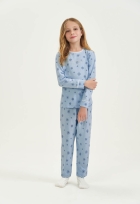 PIJAMA FEMININO INFANTIL LONGO AZUL FLOCO DE NEVE - COR COM AMOR