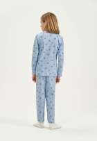 PIJAMA FEMININO INFANTIL LONGO AZUL FLOCO DE NEVE - COR COM AMOR