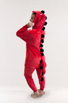 MACACÃO UNISSEX ADULTO LONGO DINOSSAURO VERMELHO - MUNDO DOS PIJAMAS