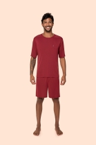 PIJAMA MASCULINO CURTO LIGANETE VINHO - BOCEJINHO