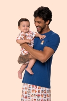PIJAMA UNISSEX BABY MANGA CURTA E SHORT CACHORROS FAMÍLIA - BOCEJINHO