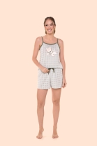 PIJAMA FEMININO DE AL&Ccedil;A E SHORT VERDE XADREZ FAM&Iacute;LIA - BOCEJINHO