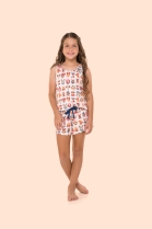PIJAMA FEMININO INFANTIL DE REGATA COM SHORT CACHORROS FAM&Iacute;LIA - BOCEJINHO