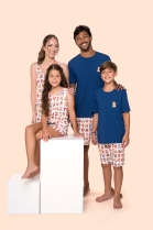 PIJAMA FEMININO JUVENIL DE REGARA COM SHORT CACHORROS FAMÍLIA - BOCEJINHO