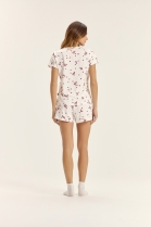 PIJAMA FEMININO MANGA CURTA E SHORT BRANCO TOMATES - COR COM AMOR