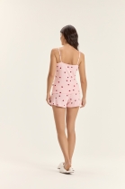 PIJAMA FEMININO CANELADO DE ALÇA COM SHORT ROSA JOANINHA - COR COM AMOR