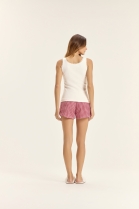 PIJAMA FEMININO CANELADO DE AL&Ccedil;A E SHORT XADREZ VERMELHO - COR COM AMOR