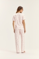 PIJAMA FEMININO MANGA CURTA E CAL&Ccedil;A LISTRADA ROSA - COR COM AMOR