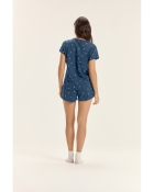 PIJAMA FEMININO MANGA CURTA E SHORT MARINHO BIKES FAM&Iacute;LIA - COR COM AMOR