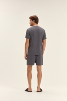 PIJAMA MASCULINO MANGA CURTA E BERMUDA CHUMBO - COR COM AMOR