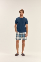 PIJAMA MASCULINO MANGA CURTA E BERMUDA AZUL XADREZ - COR COM AMOR
