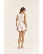 PIJAMA FEMININO DE REGATA COM SHORT LISTRADO ROSA - COR COM AMOR