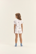 PIJAMA FEMININO JUVENIL MANGA CURTA E SHORT BRANCO CACHORROS - COR COM AMOR