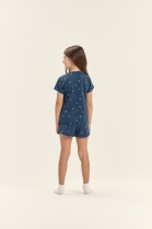 PIJAMA FEMININO INFANTIL CURTO AZUL MARINHO BIKES FAM&Iacute;LIA - COR COM AMOR