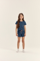 PIJAMA FEMININO JUVENIL CURTO AZUL MARINHO BIKE FAM&Iacute;LIA - COR COM AMOR