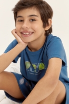 PIJAMA MASCULINO INFANTIL CURTO BRILHA NO ESCURO TÊNIS - COR COM AMOR