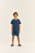 PIJAMA MASCULINO INFANTIL CURTO AZUL MARINHO BIKE FAM&Iacute;LIA - COR COM AMOR