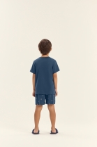 PIJAMA MASCULINO JUVENIL CURTO AZUL MARINHO BIKE FAMÍLIA - COR COM AMOR