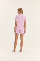PIJAMA FEMININO MANGA CURTA COM BOTÕES E SHORT ROSA - COR COM AMOR