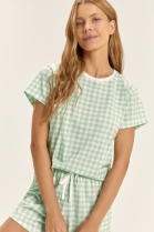 PIJAMA FEMININO MANGA CURTA E SHORT XADREZ VERDE - COR COM AMOR