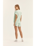 PIJAMA FEMININO MANGA CURTA E SHORT XADREZ VERDE - COR COM AMOR