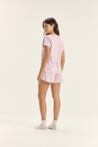 PIJAMA FEMININO MANGA CURTA E SHORT XADREZ LIL&Aacute;S - COR COM AMOR
