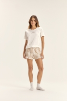 PIJAMA FEMININO MANGA CURTA E SHORT XADREX OFF FAMÍLIA - COR COM AMOR