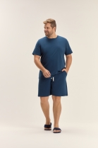 PIJAMA MASCULINO MANGA CURTA E BERMUDA AZUL MARINHO PLUS SIZE - COR COM AMOR