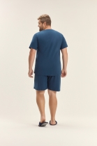 PIJAMA MASCULINO MANGA CURTA E BERMUDA AZUL MARINHO PLUS SIZE - COR COM AMOR