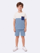 PIJAMA MASCULINO JUVENIL MANGA CURTA E BERMUDA BICOLOR AZUL - VEGGI