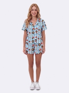 PIJAMA FEMININO MANGA CURTA COM BOTÕES E SHORT AZUL HARRY POTTER - VEGGI