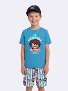 PIJAMA MASCULINO JUVENIL MANGA CURTA E BERMUDA AZUL HARRY POTTER - VEGGI