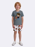 PIJAMA MASCULINO INFANTIL MANGA CURTA E BERMUDA CINZA HARRY POTTER - VEGGI