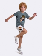 PIJAMA MASCULINO JUVENIL MANGA CURTA E BERMUDA CINZA HARRY POTTER - VEGGI