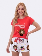 PIJAMA FEMININO MANGA CURTA E BERMUDA VERMELHO HARRY POTTER - VEGGI