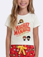 PIJAMA FEMININO INFANTIL MANGA CURTA E SHORT VERMELHO HARRY POTTER - VEGGI