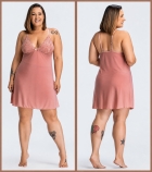 CAMISOLA DE AL&Ccedil;A COM RENDA ROS&Eacute; PLUS SIZE - ESSENCIAL