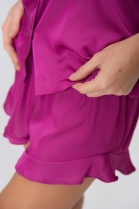 PIJAMA FEMININO MANGA CURTA COM BOT&Otilde;ES E SHORT CETIM PINK - ACUO