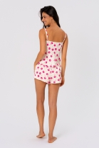 PIJAMA FEMININO DE ALÇA E SHORT CETIM BRANCO CEREJA - ACUO
