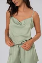 PIJAMA FEMININO DE ALÇA E SHORT CETIM VERDE - ACUO