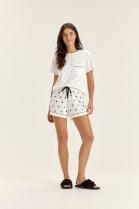 PIJAMA FEMININO MANGA CURTA E SHORT BRANCO POÁ - COR COM AMOR