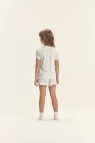 PIJAMA FEMININO INFANTIL MANGA CURTA E SHORT LISTRAS VERDE FAMÍLIA - COR COM AMOR