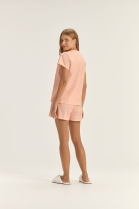 PIJAMA FEMININO MANGA CURTA E SHORT XADREZ LARANJA - COR COM AMOR