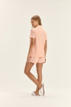 PIJAMA FEMININO CURTO COM BOT&Otilde;ES XADREZ LARNJA - COR COM AMOR
