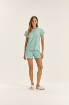 PIJAMA FEMININO MANGA CURTA E SHORT VERDE DOG - COR COM AMOR