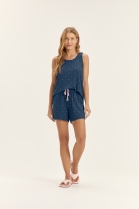 PIJAMA FEMININO DE REGATA E SHORT MARINHO POÁ - COR COM AMOR
